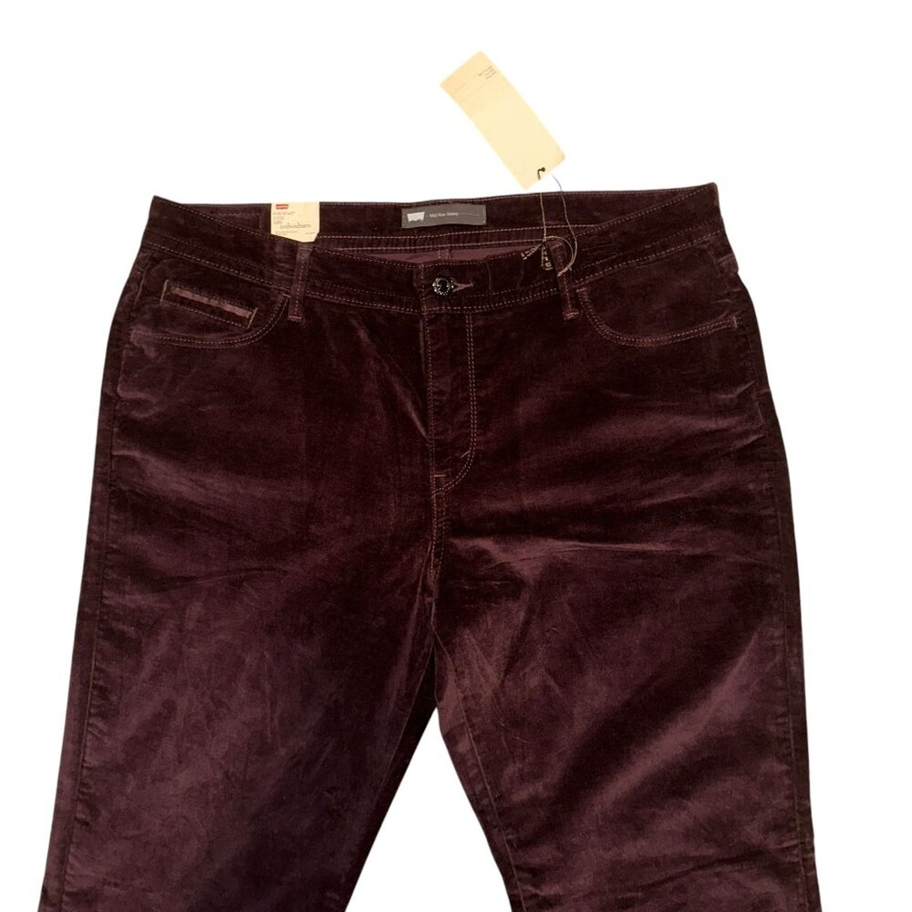 NWT Levis Faux Velvet Pants Plus Size Womens 16M 31 Mid Rise Skinny Leg Slim Fit - Picture 3 of 8
